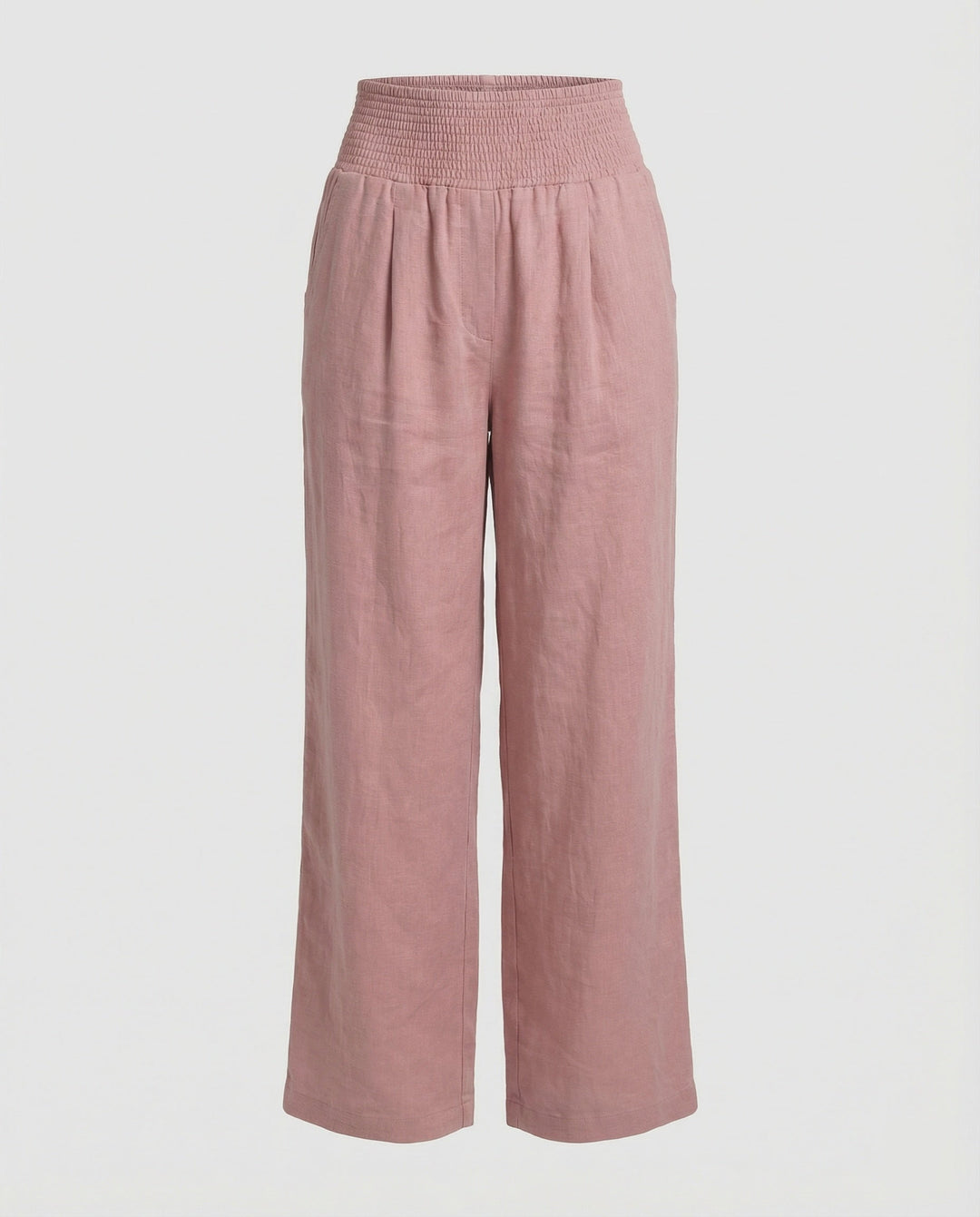 Damen Luftige Leinenhose mit elastischem Bund und Weitschnitt