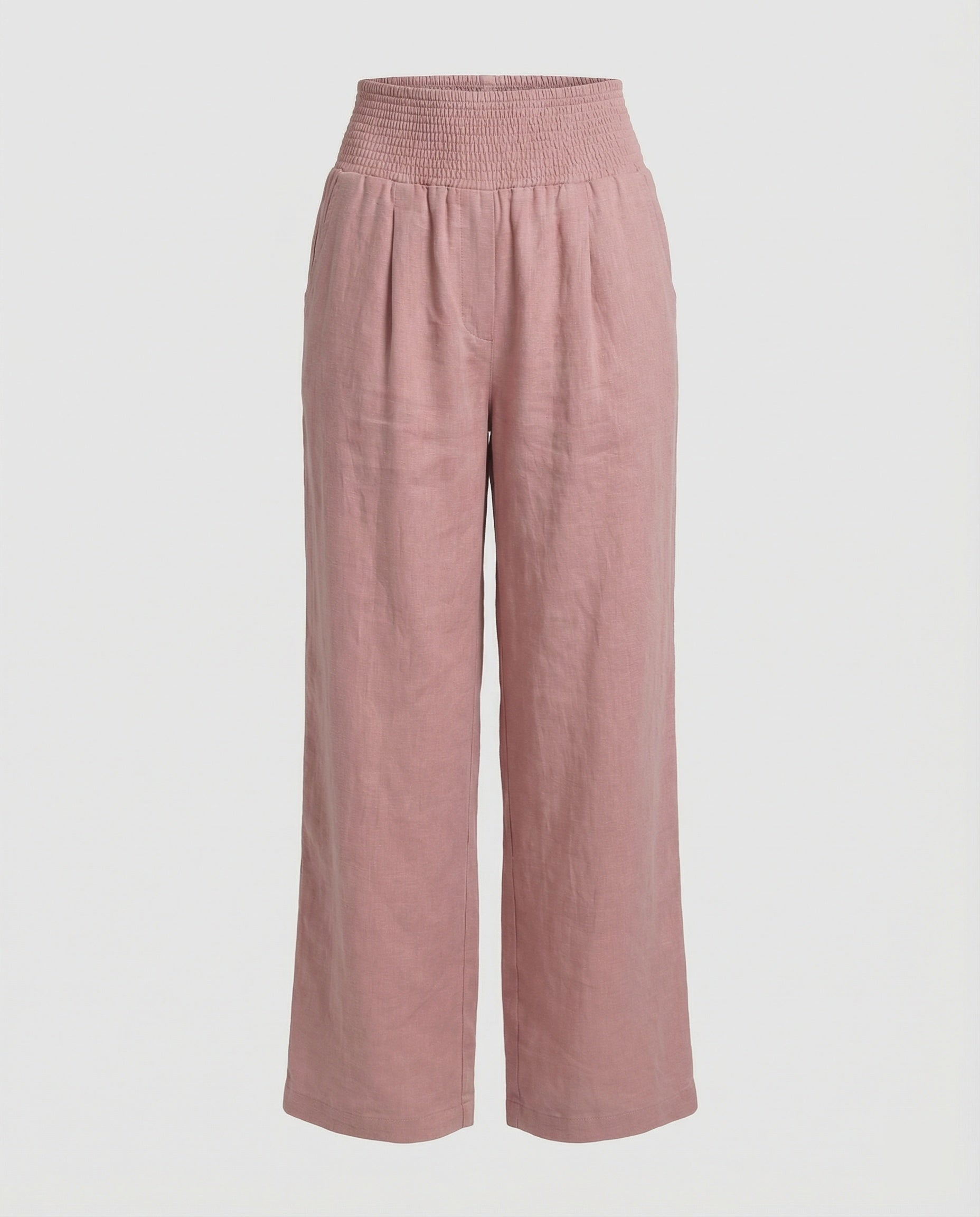 Damen Luftige Leinenhose mit elastischem Bund und Weitschnitt