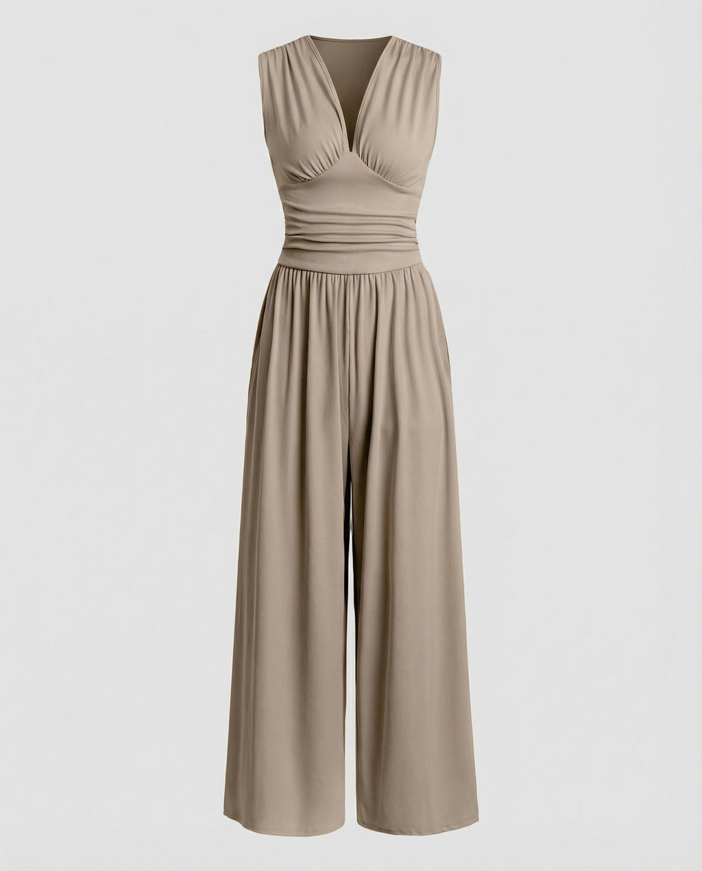 Damen Jumpsuit mit schickem V-Ausschnitt und weitem Bein