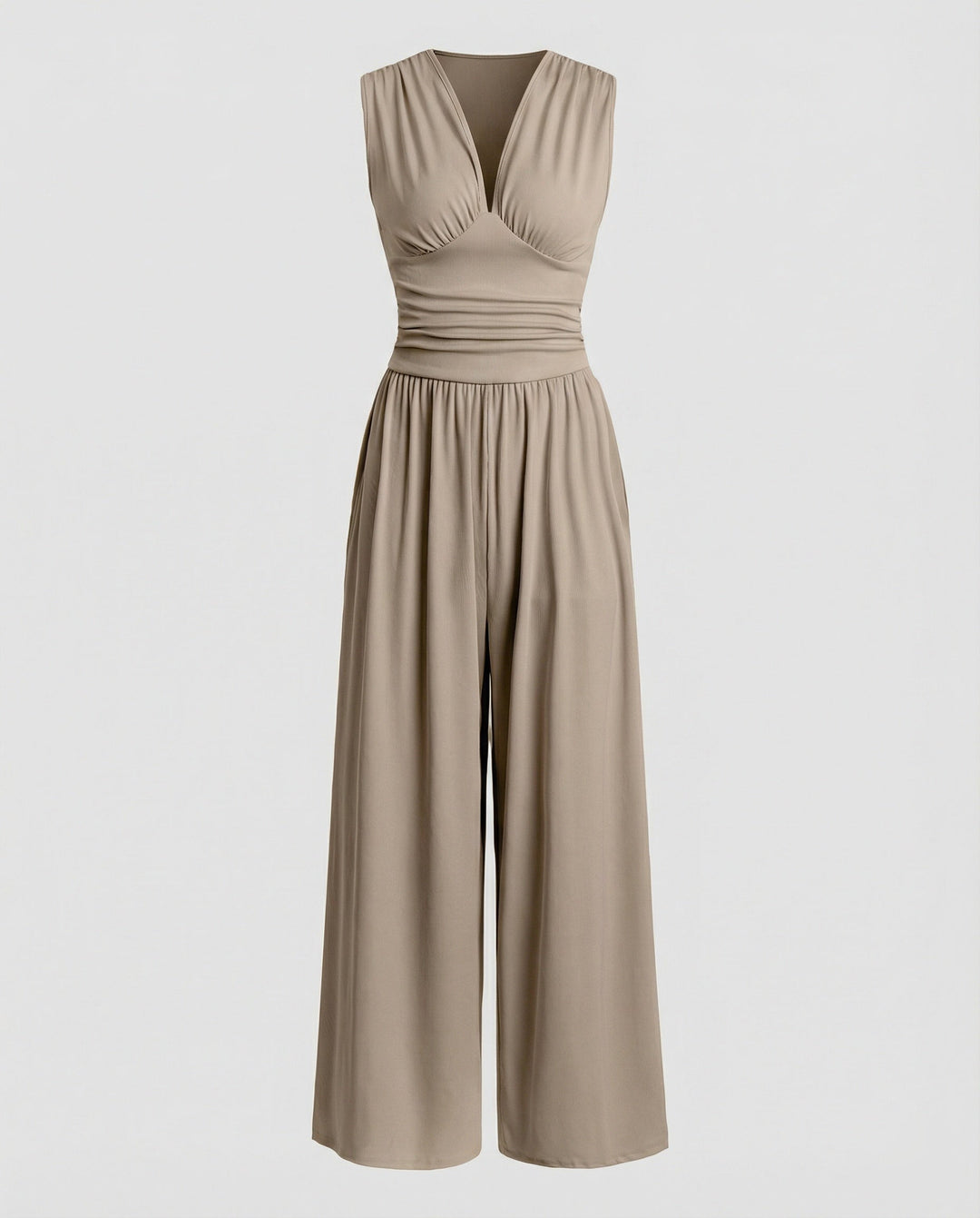 Damen Jumpsuit mit schickem V-Ausschnitt und weitem Bein