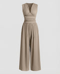 Damen Jumpsuit mit schickem V-Ausschnitt und weitem Bein