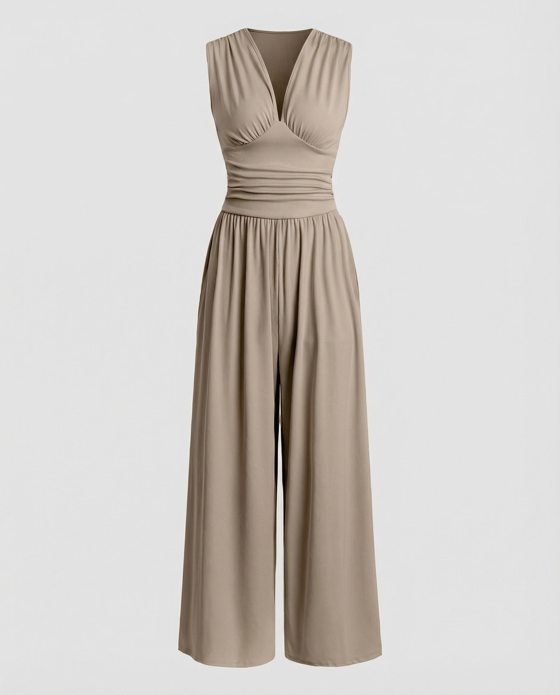 Damen Jumpsuit mit schickem V-Ausschnitt und weitem Bein