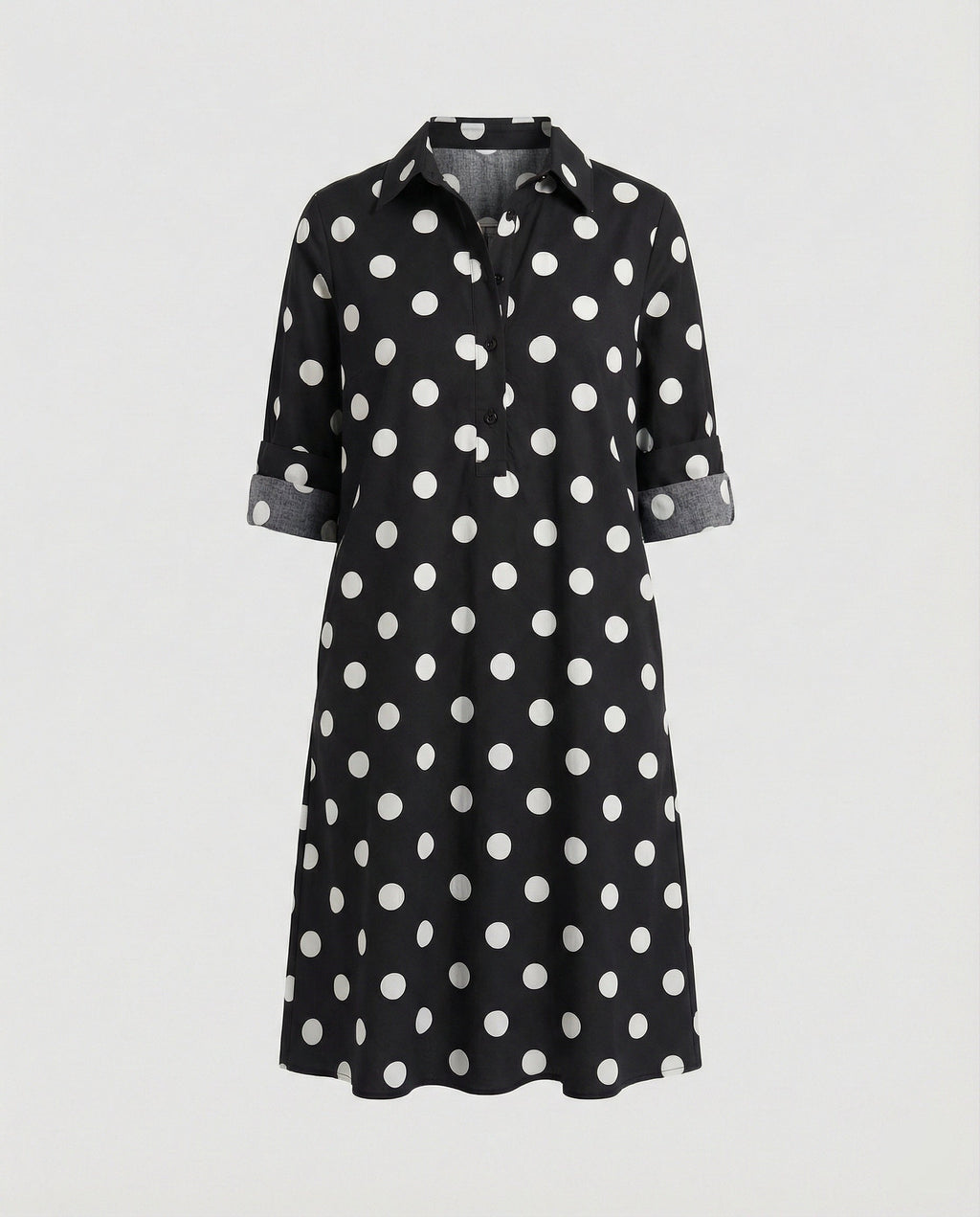 Hemdblusenkleid mit Umlegekragen & Dreiviertelärmel