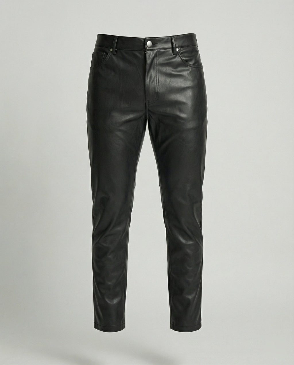 Herren Kunstleder Hose Slim Fit mit Taschen