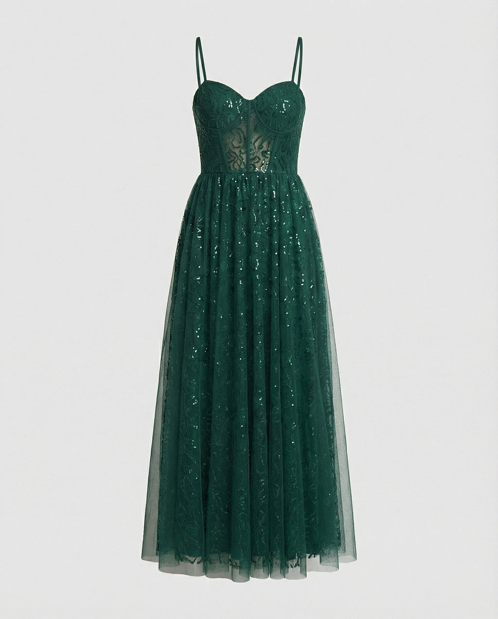 Abendkleid lang mit Tüllrock und Cups