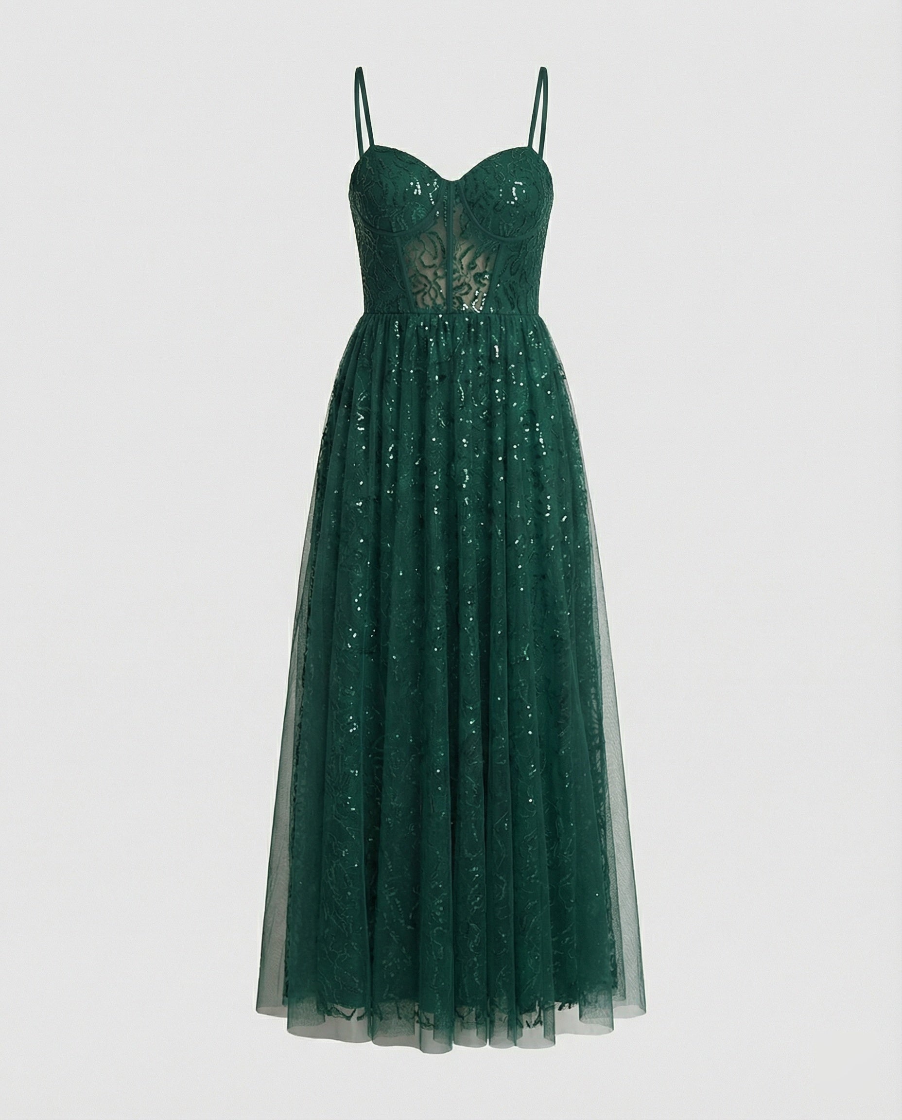 Abendkleid lang mit Tüllrock und Cups