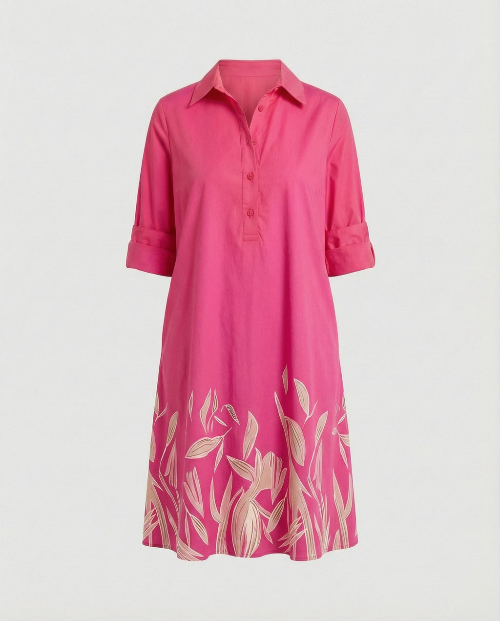 Hemdblusenkleid mit Umlegekragen & Dreiviertelärmel