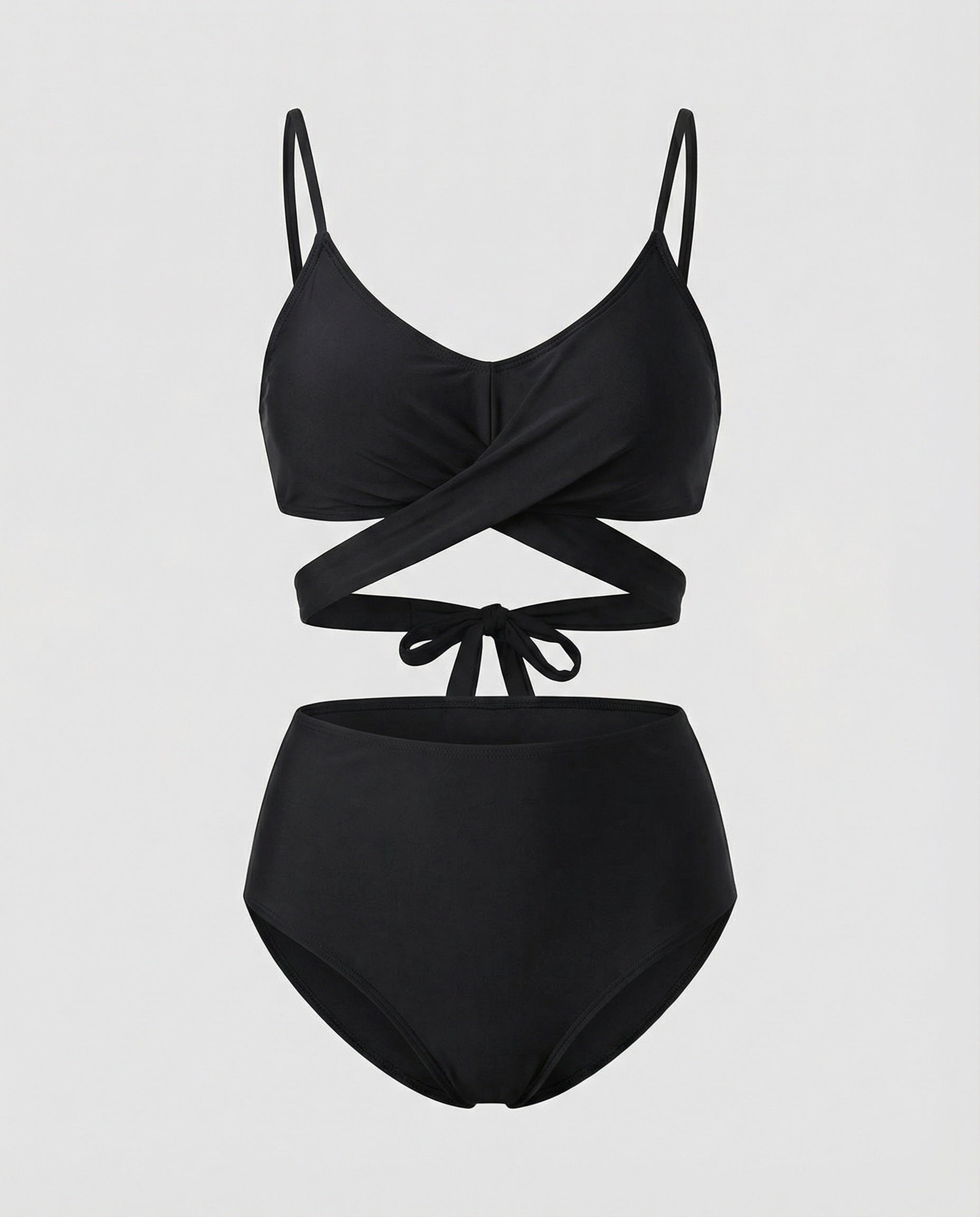 ShopNory | Schwarzes und Hohe Taille Bindeband Bikini Set