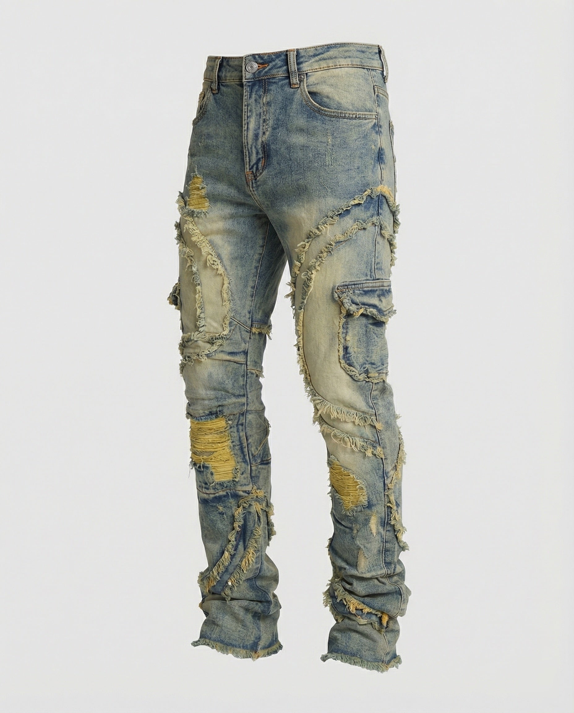 Herren Destroyed Jeans mit Cargotaschen