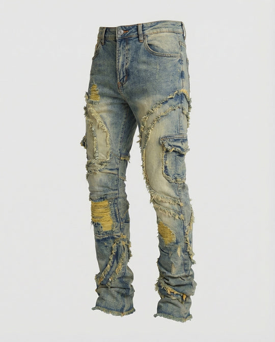 Herren Destroyed Jeans mit Cargotaschen