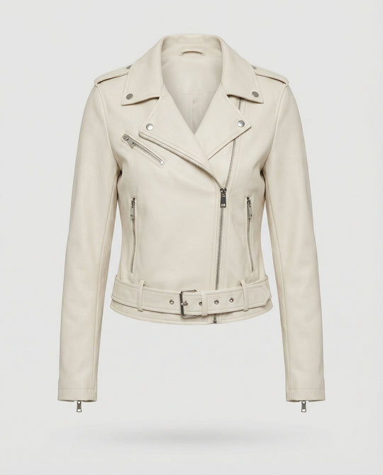Damen Lederjacke Schwarz Echtleder Look