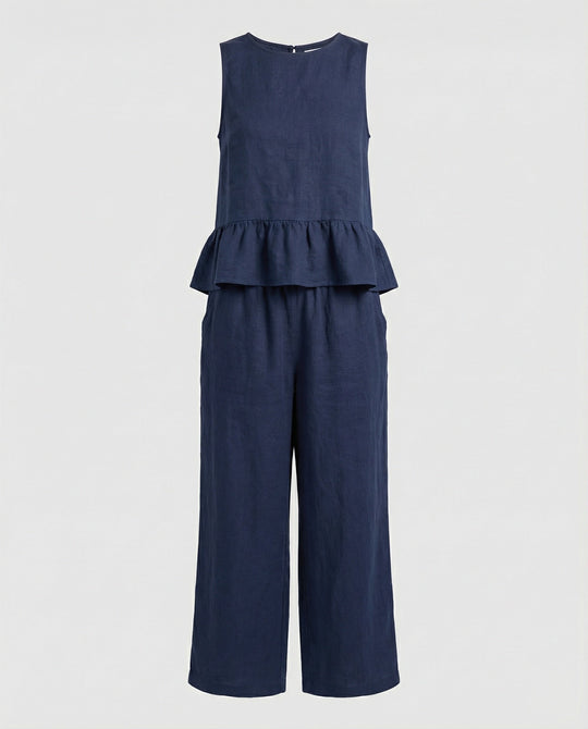 Damen Zweiteiler Set Volanttop & Palazzohose