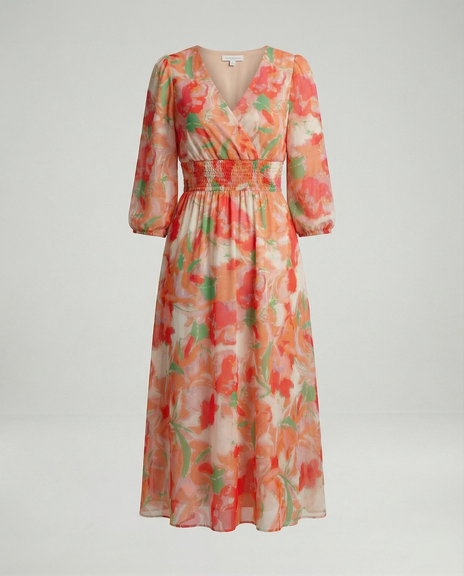 Damen Midikleid V-Ausschnitt Print