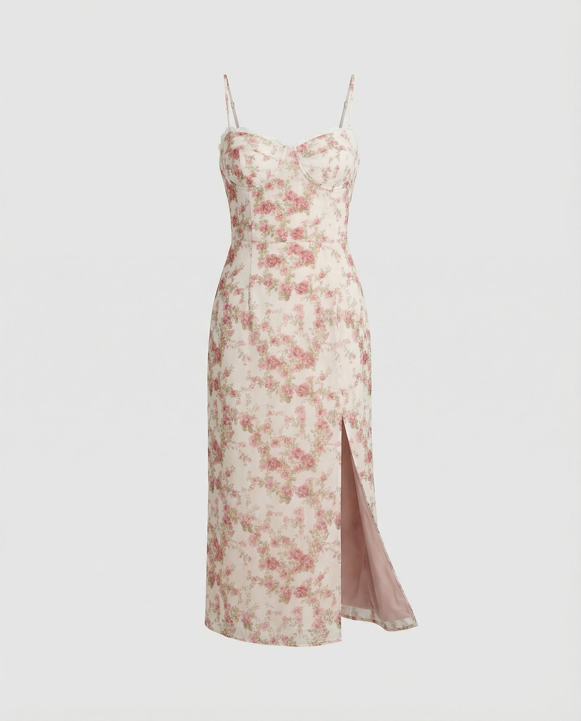 Damen Blumenkleid mit Plissee-Rock und Schlitz