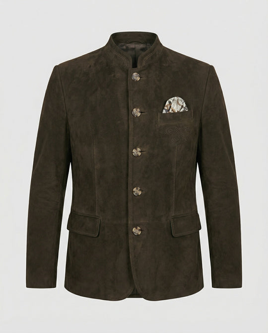 Herren Suede-Jacke mit Zierknöpfen
