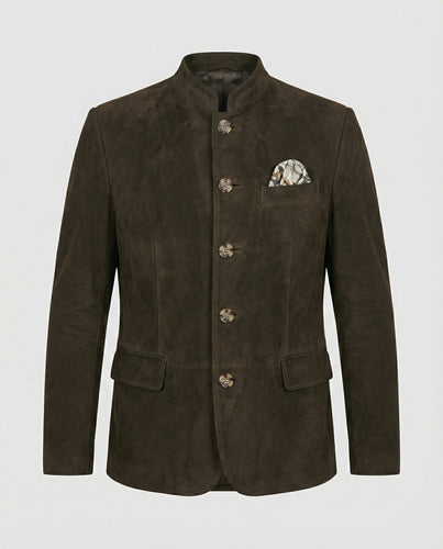 Herren Suede-Jacke mit Zierknöpfen