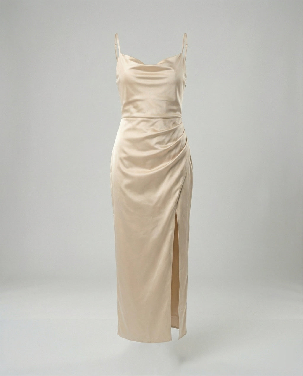 Satin Abendkleid Mit Wasserfallausschnitt Damen
