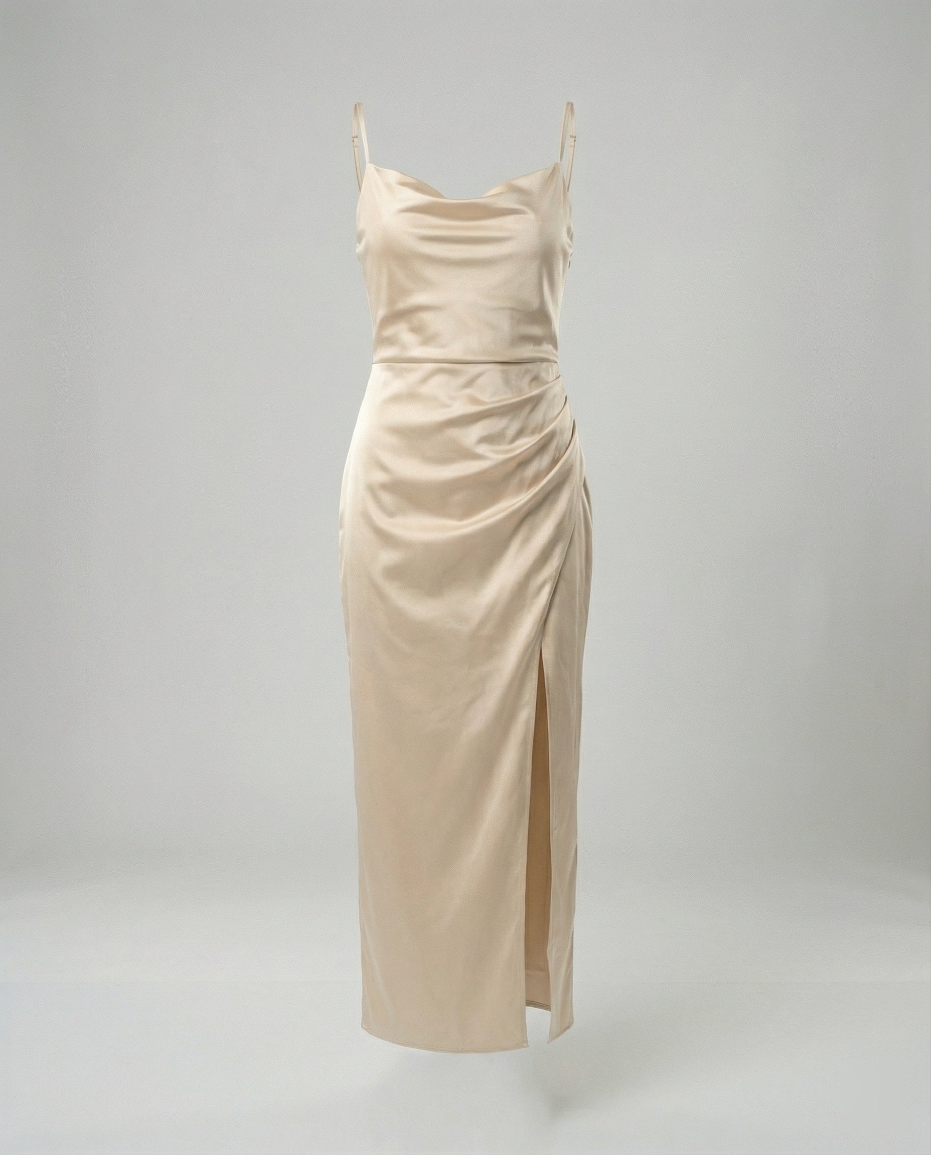 Satin Abendkleid Mit Wasserfallausschnitt Damen
