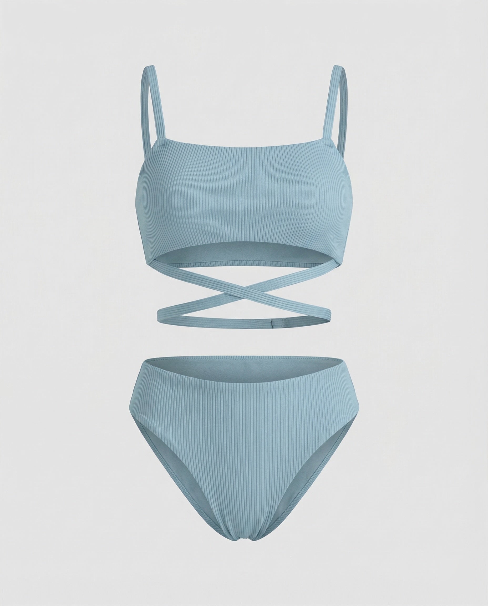 Damen Bandeau-Bikini-Set Wickelstreifen