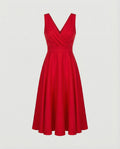 Midi-Kleid in A-Linie, Reißverschluss, Riemen, V-Ausschnitt, ärmellos, elegant, für Damen, Cocktailparty