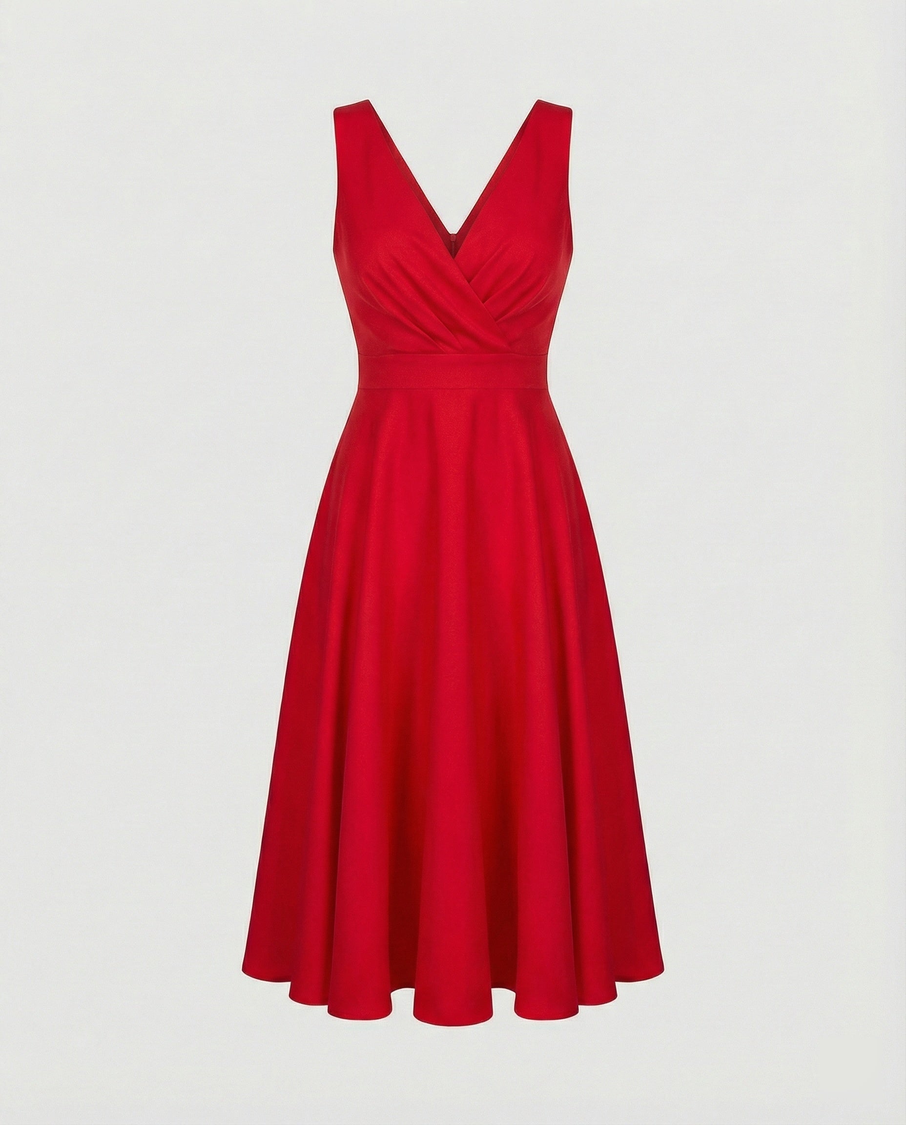 Midi-Kleid in A-Linie, Reißverschluss, Riemen, V-Ausschnitt, ärmellos, elegant, für Damen, Cocktailparty