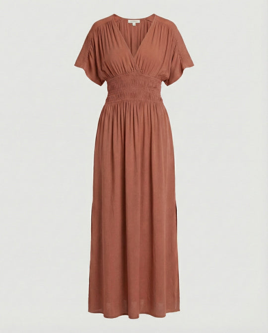 Damen Maxikleid Sommer V-Ausschnitt Schlitz