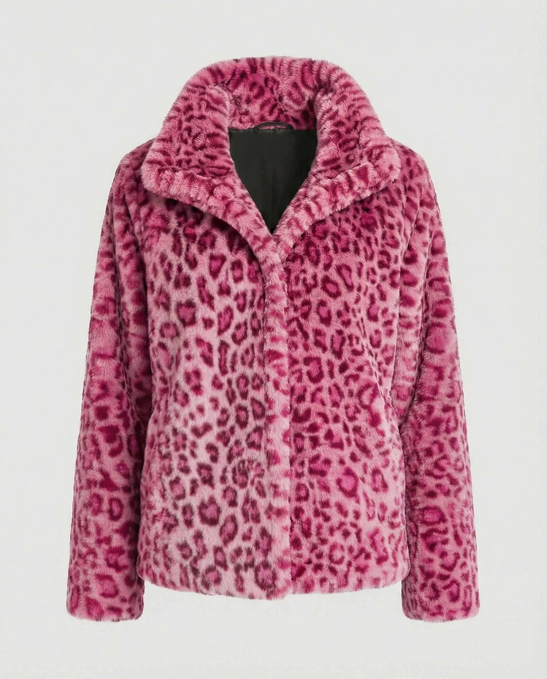 Mantel - Kunstpelz - Oversized Fit - Reverskragen - Leopardenprint