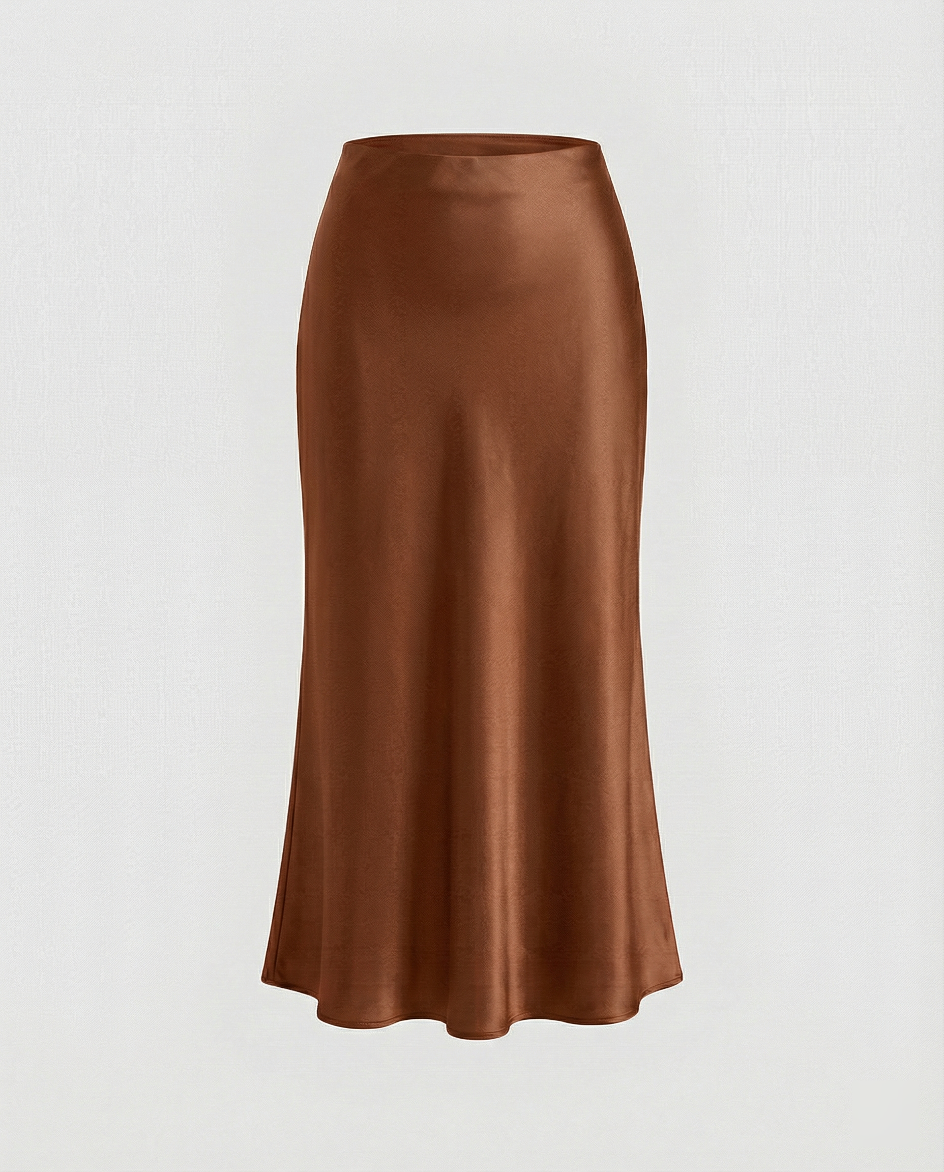 Damen eleganter Satin-Midirock mit fließendem Schnitt und hohem Bund