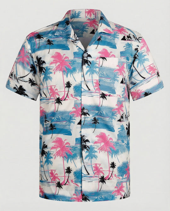 Kurzarm Hawaiihemd Herren Palmenprint