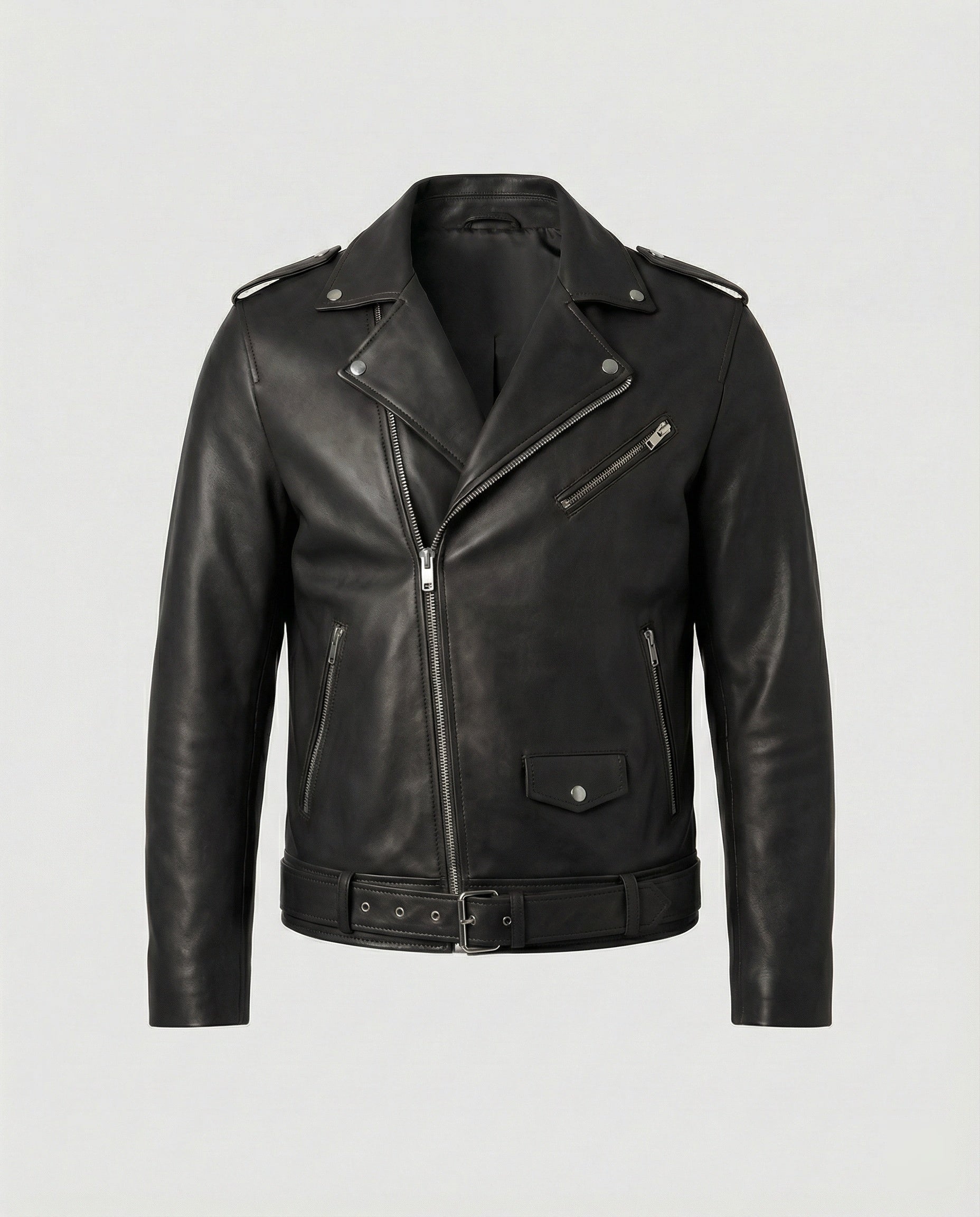 Herren Bikerjacke Kunstleder tailliert