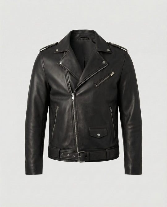 Herren Bikerjacke Kunstleder tailliert