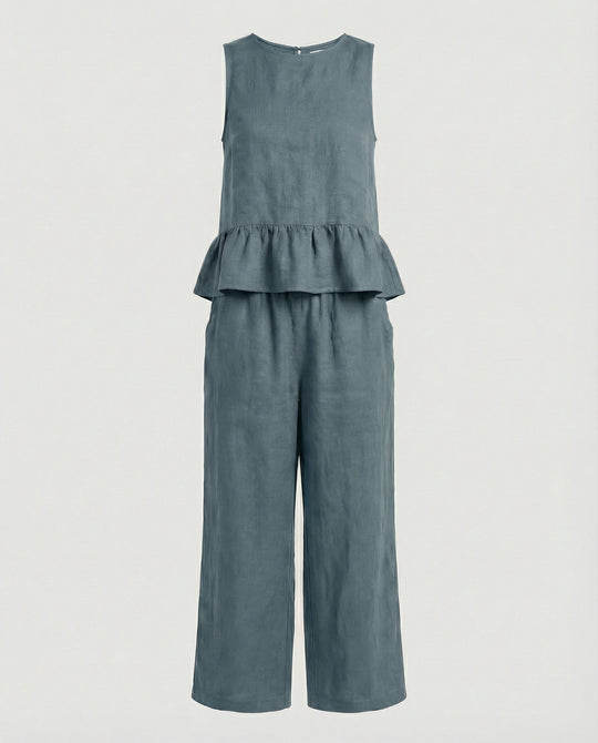 Damen Zweiteiler Set Volanttop & Palazzohose