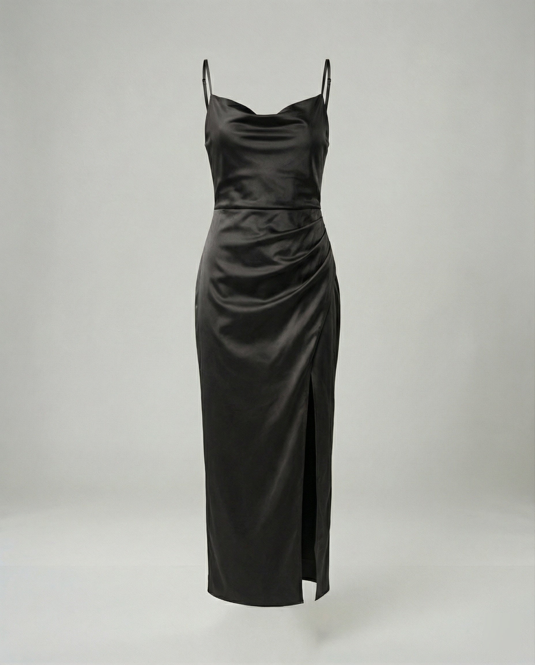 Satin Abendkleid Mit Wasserfallausschnitt Damen