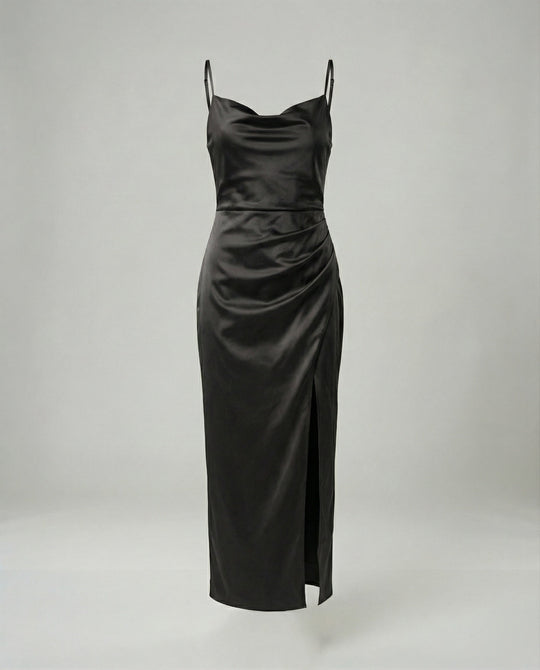 Satin Abendkleid Mit Wasserfallausschnitt Damen