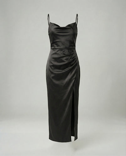 Satin Abendkleid Mit Wasserfallausschnitt Damen