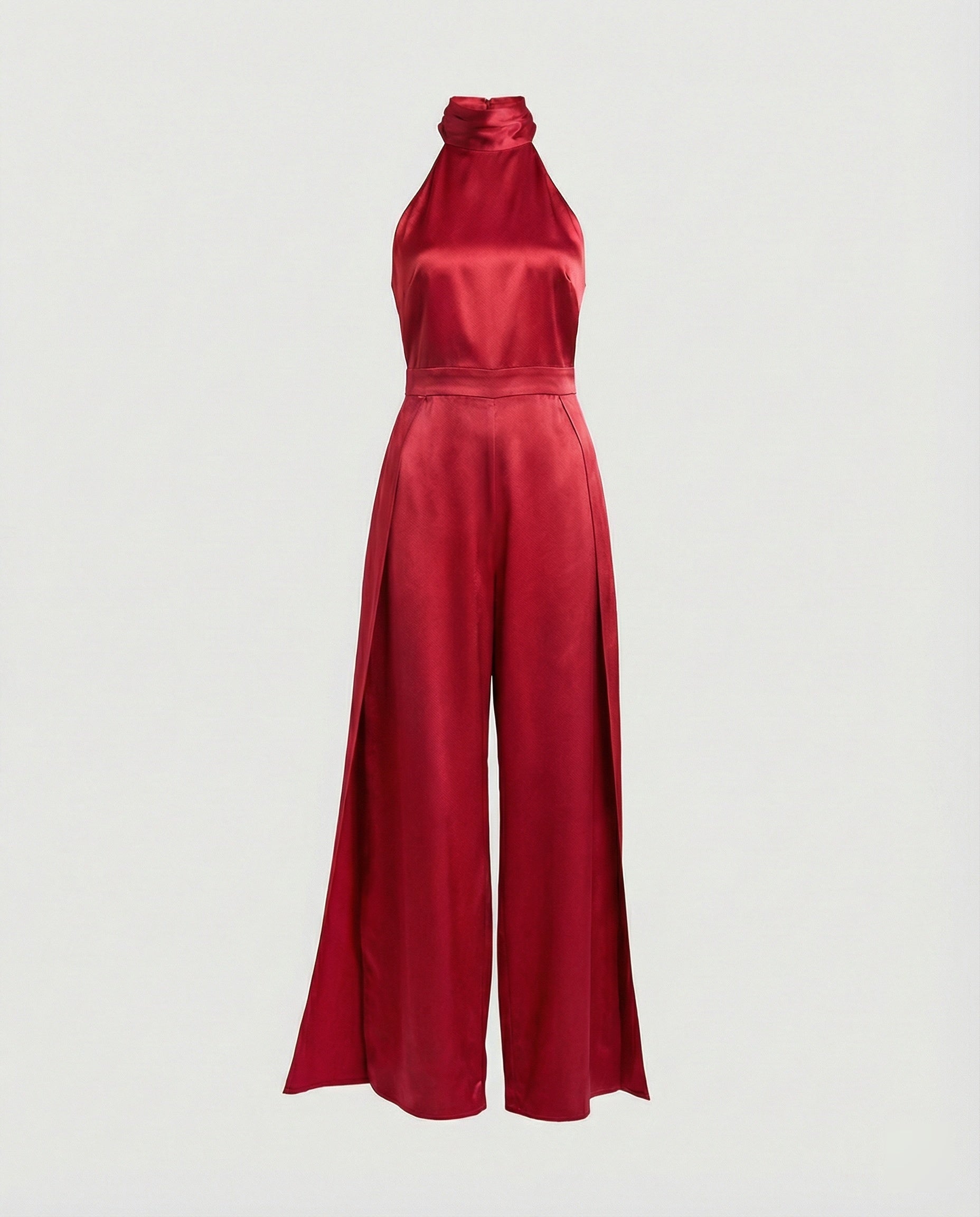 Damen Jumpsuit Satin Halterkragen