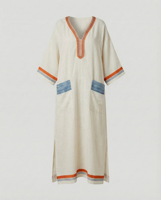 Leinen Kaftan Maxikleid Damen