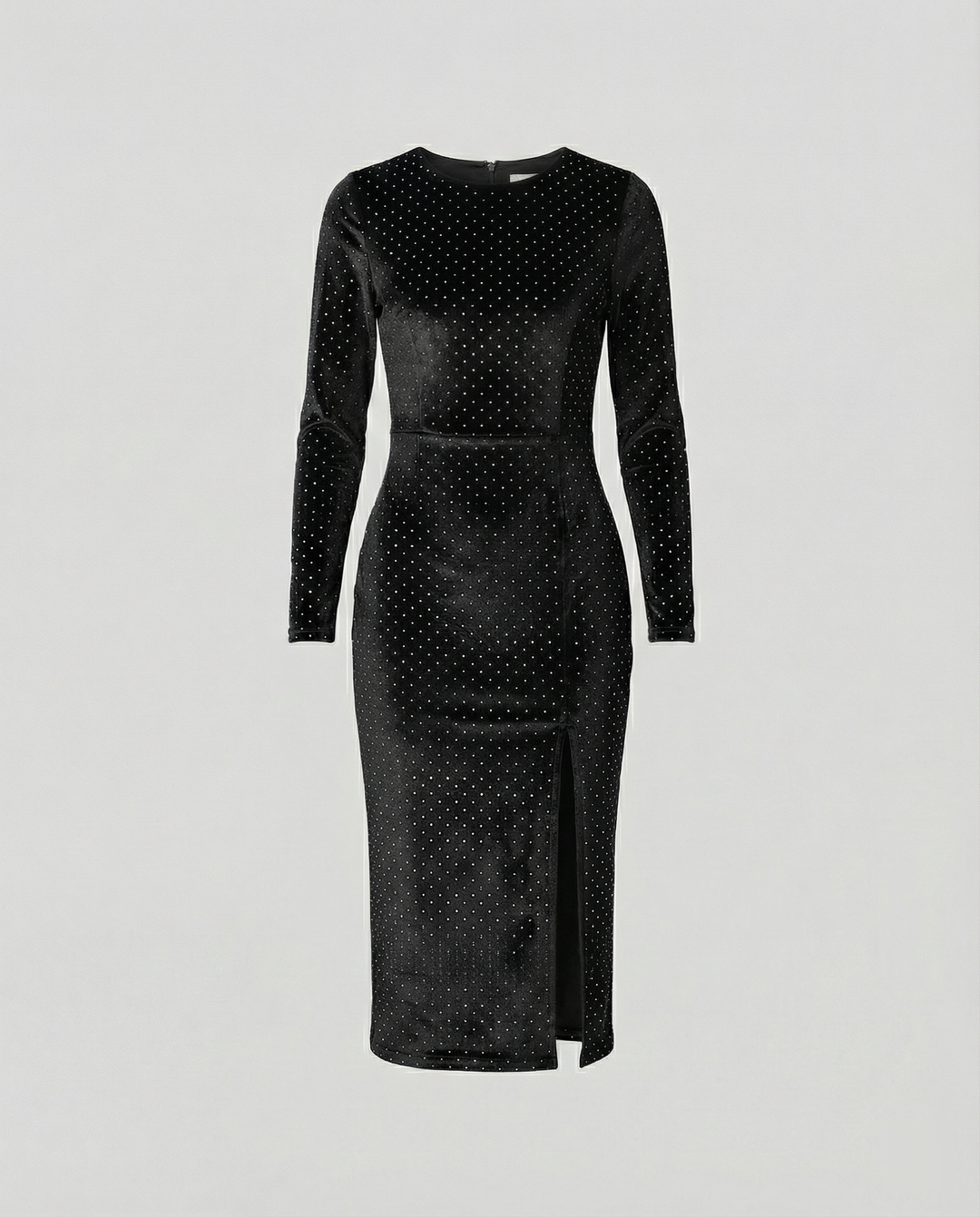 Damen Samt-Midikleid mit eleganten Pailletten und seitlichem Schlitz Shopnory