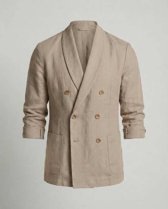 Herren Leichte Leinenjacke mit doppelter Knopfleiste