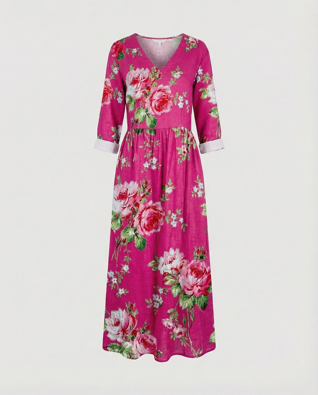 Damen Boho Maxikleid Sommer Leinenoptik