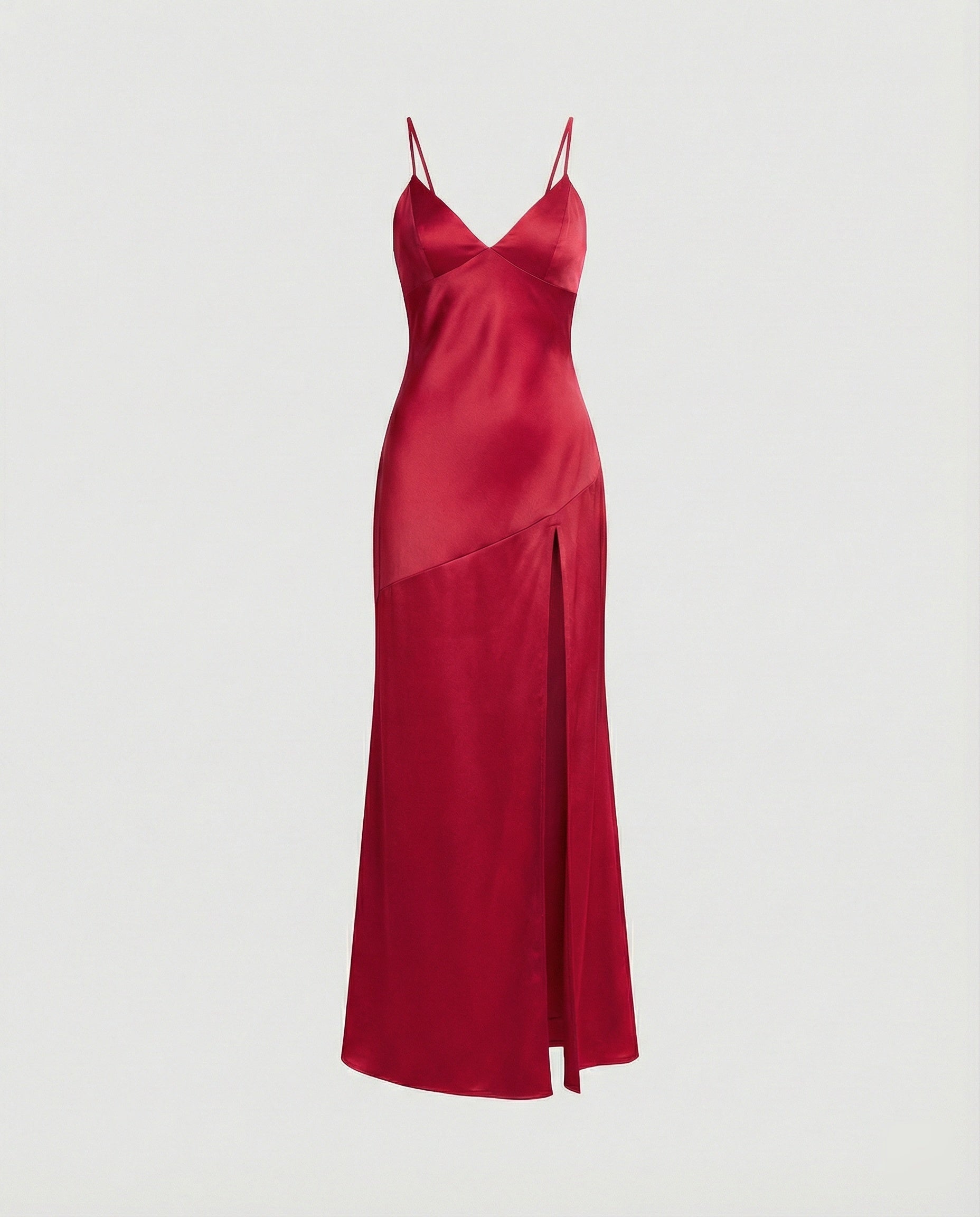 Damen Abendkleid Satin mit Schlitz