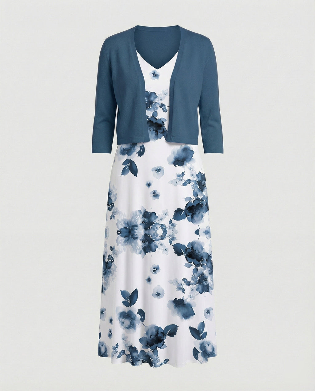 A-Linien Kleid Mit Bolerojacke Damen V-Ausschnitt