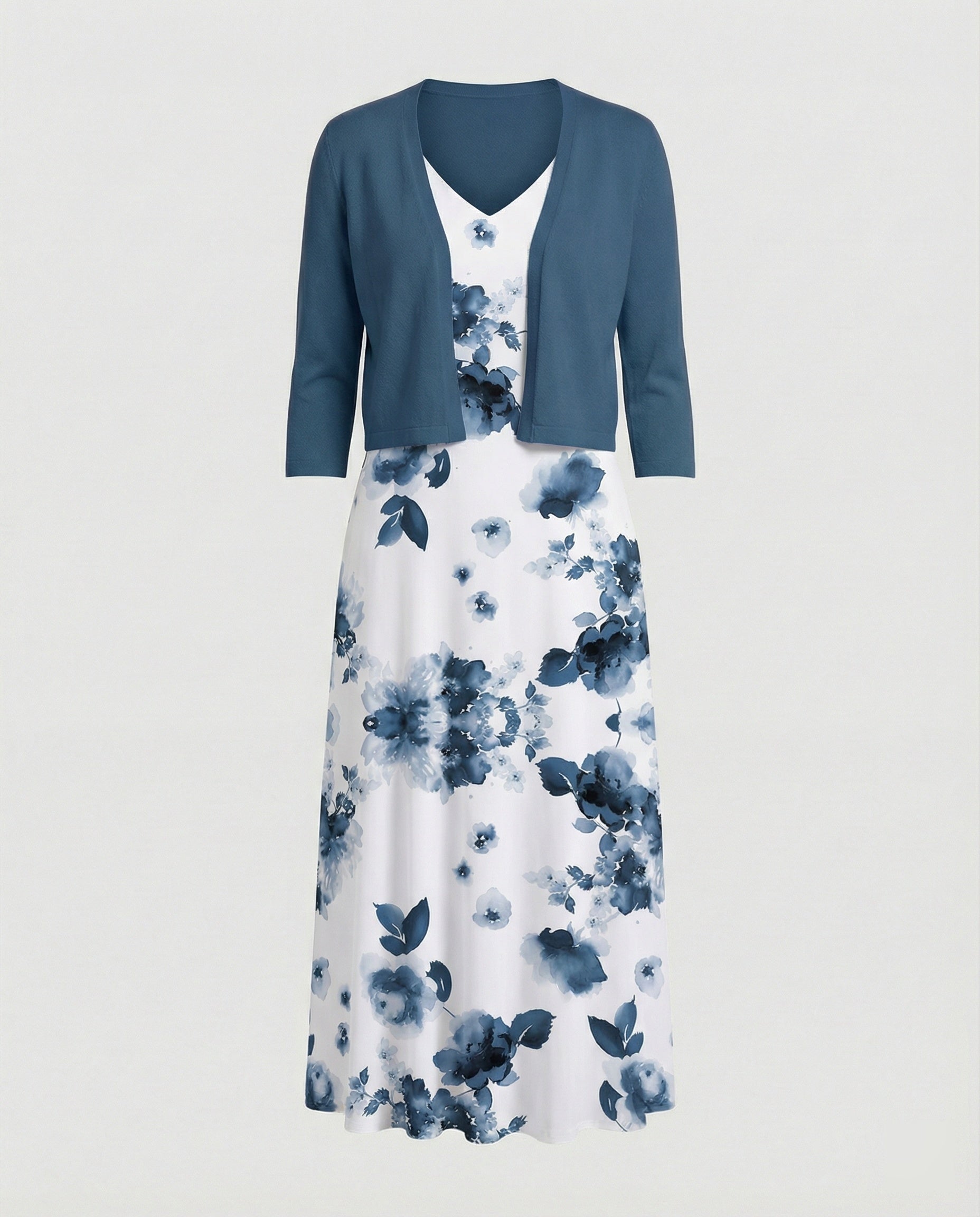 A-Linien Kleid Mit Bolerojacke Damen V-Ausschnitt