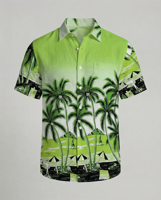 Kurzarm Hawaiihemd Herren Palmenprint