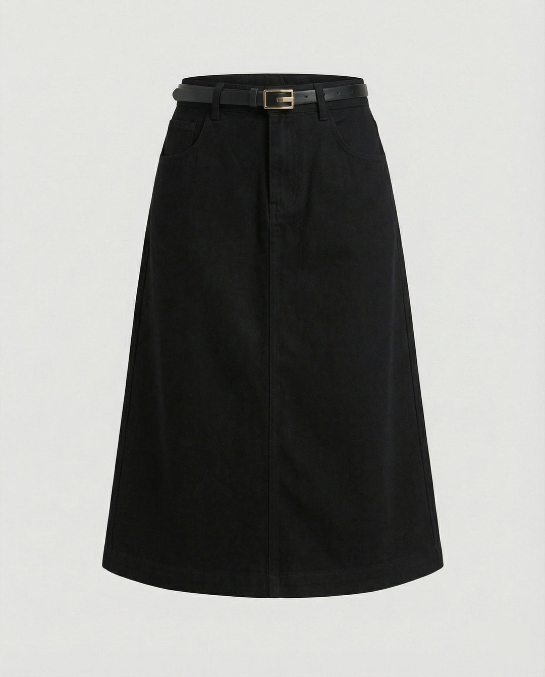 Satinrock Weiß Schwarz Damen Midi mit Taschen