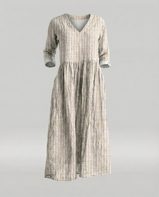 Damen Boho Maxikleid Sommer Leinenoptik