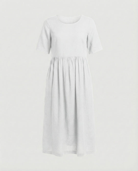 Freizeitkleid Damen Midikleid Leinenoptik