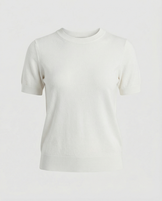Damen Feinstrickpullover mit Kurzarmiger Silhouette und Weich Fließendem Material