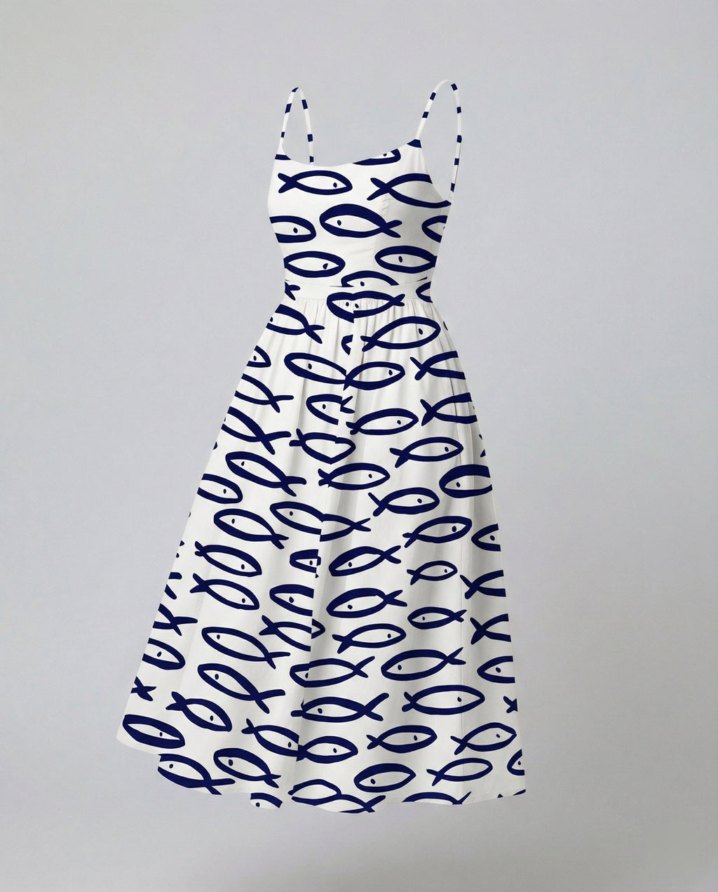 Einfarbiges Kleid mit U-Ausschnitt und Strapsen