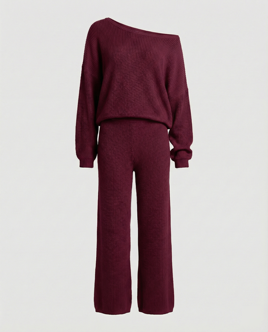 Damen Strickanzug mit lässigem Oversized-Schnitt und weiten Beinen Shopnory